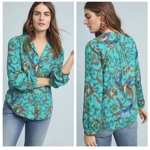 ANTHROPOLOGIE MAEVE Manifold Button Down Floral Print Blouse Size 00